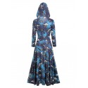 Bat Dinosaur Skeleton Asymmetric Halloween Hooded Dress