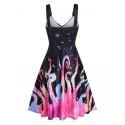 Buckle Strap Animal Print Mini Cami Dress