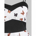 Butterfly Print Empire Waist Dual Straps Dress