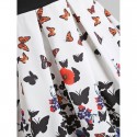 Butterfly Print Empire Waist Dual Straps Dress