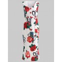 Buttoned Rose Print Vintage Dress