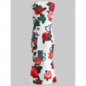 Buttoned Rose Print Vintage Dress