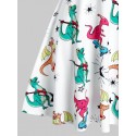 Cartoon Dinosaur Print Bowknot Mini Cami Dress