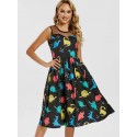 Cartoon Dinosaur Print Vintage Dress