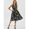 Cartoon Dinosaur Print Vintage Dress