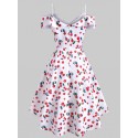 Cherry Print Cami Foldover High Low Dress