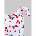 Cherry Print Cami Foldover High Low Dress