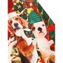 Christmas Tree Dog Print Sequined Cold Shoulder Party Dress