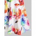 Cold Shoulder Flower Printed High Waist Dress