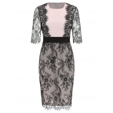 Color Block Lace Sheath Dress