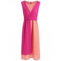 Color Block Sleeveless Chiffon Midi Dress