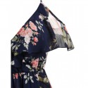 Floral Print Cold Shoulder Surplice Dress