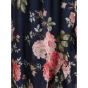 Floral Print Cold Shoulder Surplice Dress