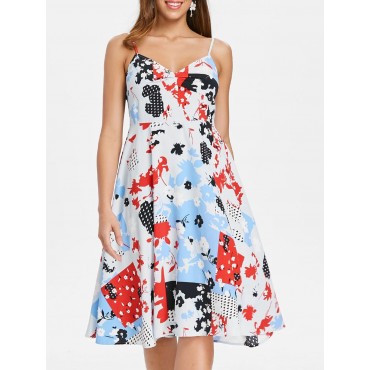 Floral Print Empire Waist Midi Slip Dress