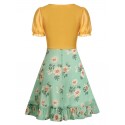 Floral Print Knot Front Chiffon Dress