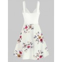 Floral Print Twist Front Sleeveless Overlap Dress