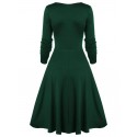 Flower Lace Insert Mock Button Bowknot Vintage Dress