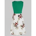 Flower Print A Line Sleeveless Dress