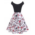 Flower Print Cap Sleeve High Waisted Dress