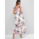 Flower Print O Ring High Low Surplice Dress