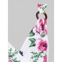 Flower Print O Ring High Low Surplice Dress