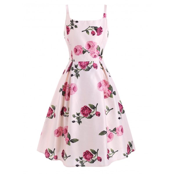 Flower Print Scoop Neck Sleeveless Dress