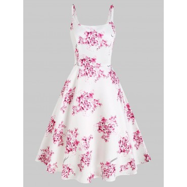 Flower Print Sleeveless Vacation Dress