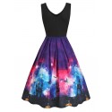 Galaxy Bat Graphic Sleeveless Halloween Dress