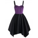 Gothic Color Block Lace Up Handkerchief Dress