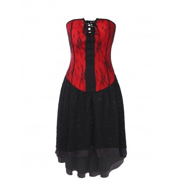 Gothic Lace Strapless Corset Dress