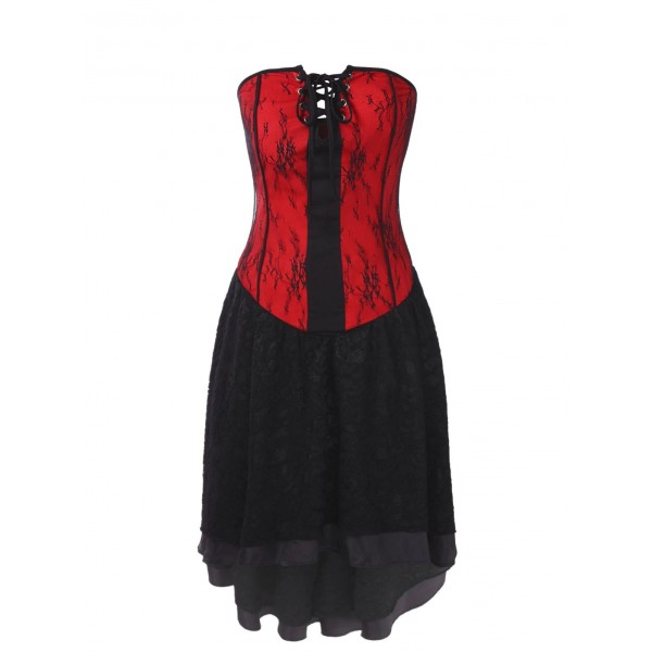 Gothic Lace Strapless Corset Dress