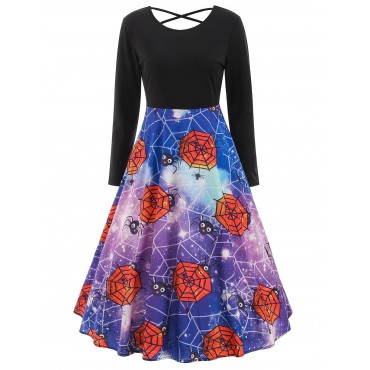 Halloween Print Criss-cross Dress