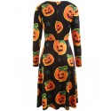 Halloween Pumpkin Print Midi Dress