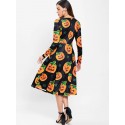 Halloween Pumpkin Print Midi Dress