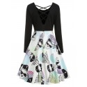 Halloween Skull Print Criss-cross Dress