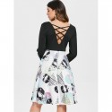 Halloween Skull Print Criss-cross Dress