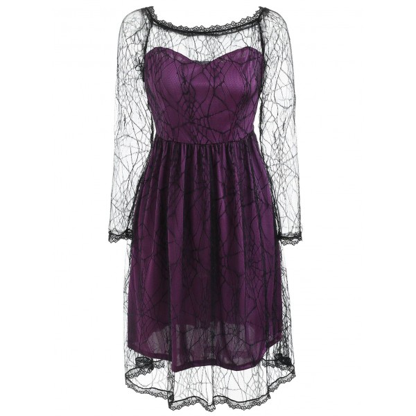 Halloween Spider Web Lace Dress