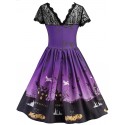 Halloween Vintage Lace Insert Pin Up Dress