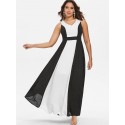 Hit Color Sleeveless Chiffon Maxi Dress