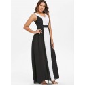 Hit Color Sleeveless Chiffon Maxi Dress