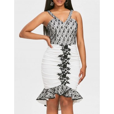 Lace Floral Mermaid Bodycon Dress