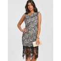 Lace Skew Neck Party Dress