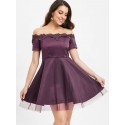 Lace Trim Off Shoulder Vintage Dress