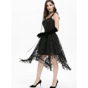 Lace-up Fringed Handkerchief Lace Dress