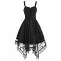 Lace-up Fringed Handkerchief Lace Dress