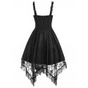 Lace-up Fringed Handkerchief Lace Dress