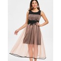 Mesh Overlay Sleeveless Vintage Dress