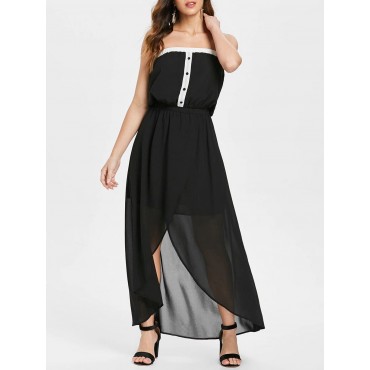 Midi High Low Chiffon Tube Dress