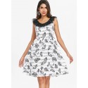 Music Note Butterfly Print Vintage Dress