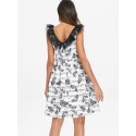 Music Note Butterfly Print Vintage Dress